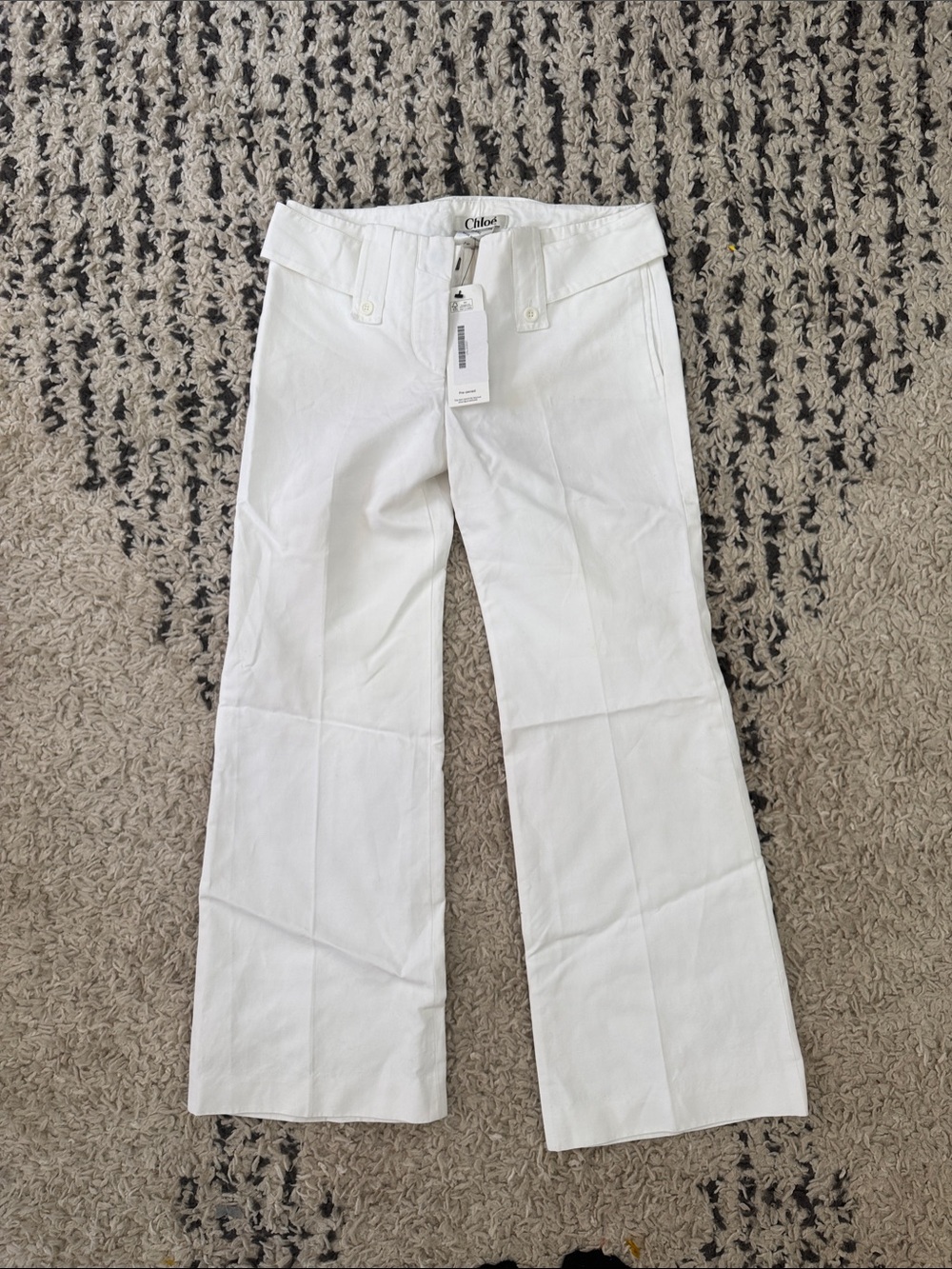 Chloe White Wide-Leg Cotton Trousers